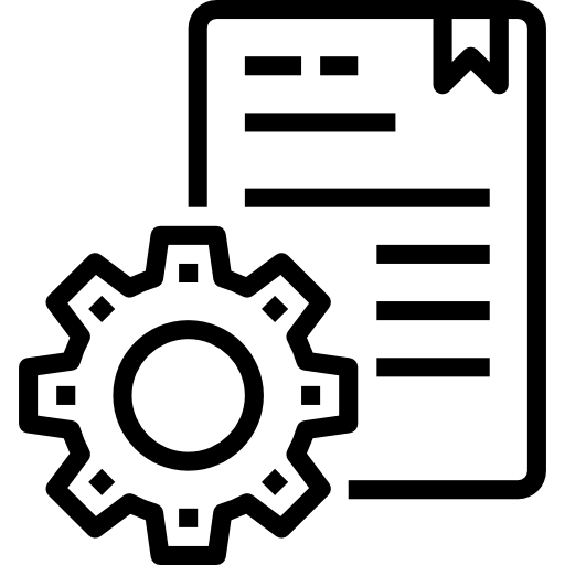 Legal transaction structuring icon with document and gear